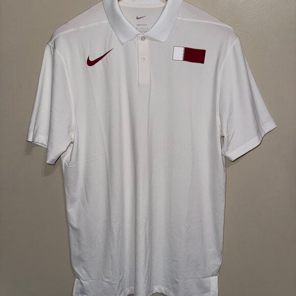 Nike Pro Elite Qatar Team Issue Dri-FIT Polo Shirt White Men’s M CT0758-100 NEW
